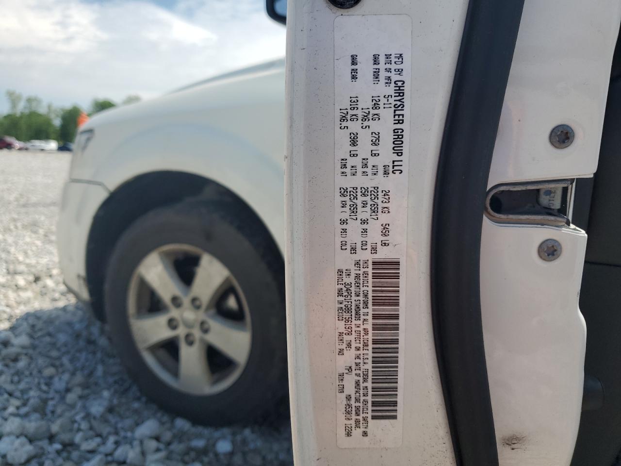2011 Dodge Journey Mainstreet VIN: 3D4PG1FG8BT561978 Lot: 57255185