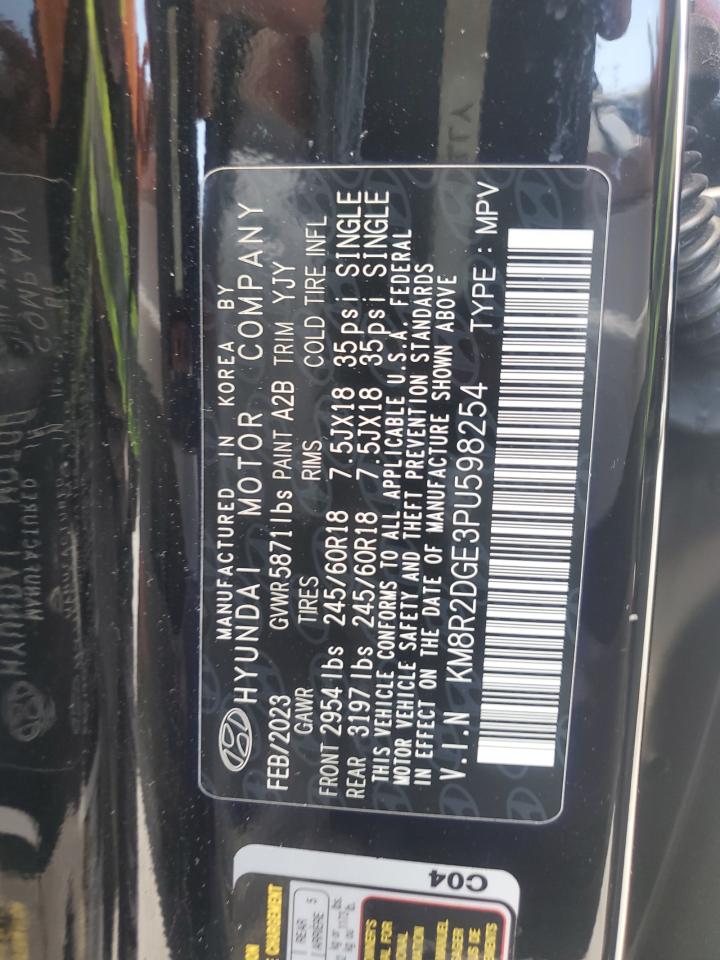 2023 Hyundai Palisade Sel VIN: KM8R2DGE3PU598254 Lot: 57044995