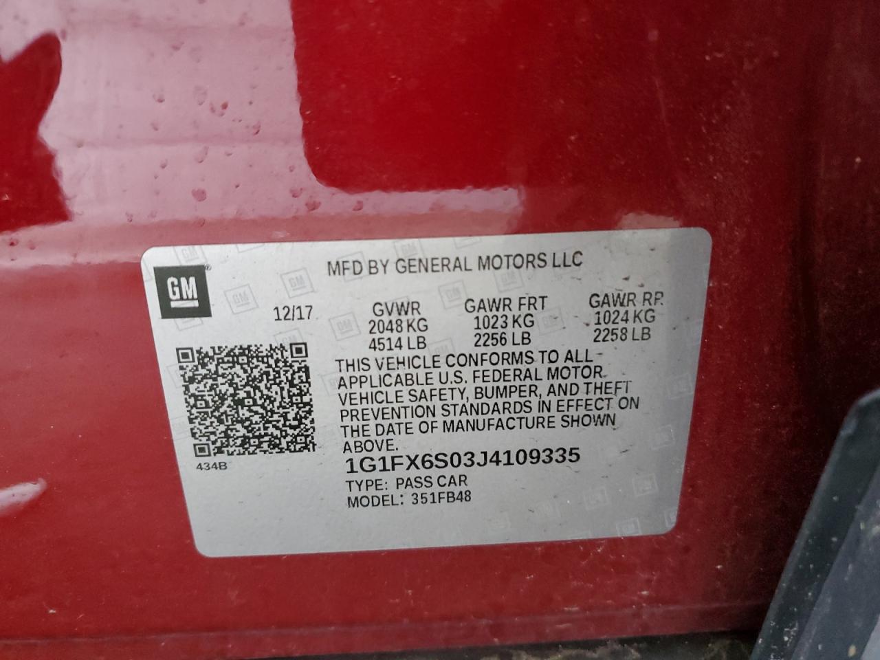 2018 Chevrolet Bolt Ev Premier VIN: 1G1FX6S03J4109335 Lot: 55924625