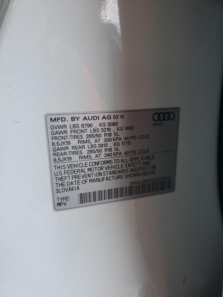 2014 Audi Q7 Premium Plus VIN: WA1LGBFE2ED018243 Lot: 57210105