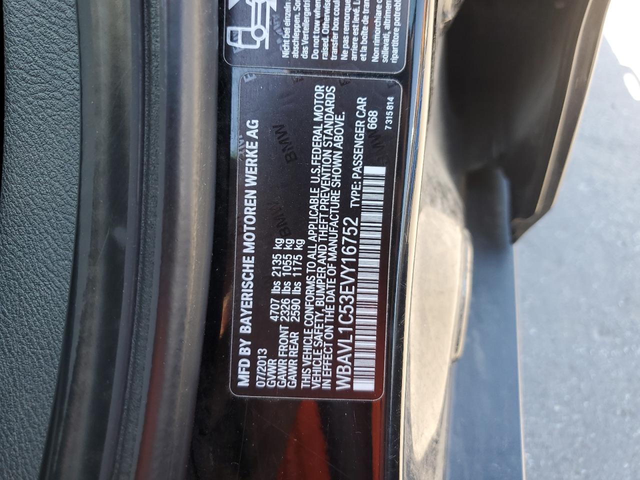 2014 BMW X1 xDrive28I VIN: WBAVL1C53EVY16752 Lot: 58602315