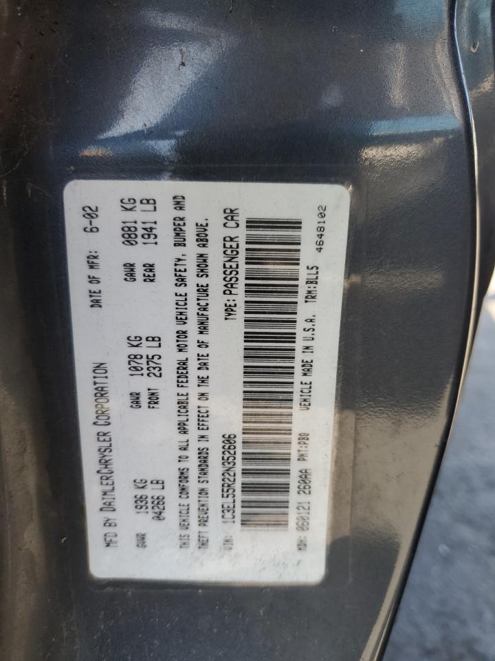 2002 Chrysler Sebring Lxi VIN: 1C3EL55R22N352606 Lot: 58431625