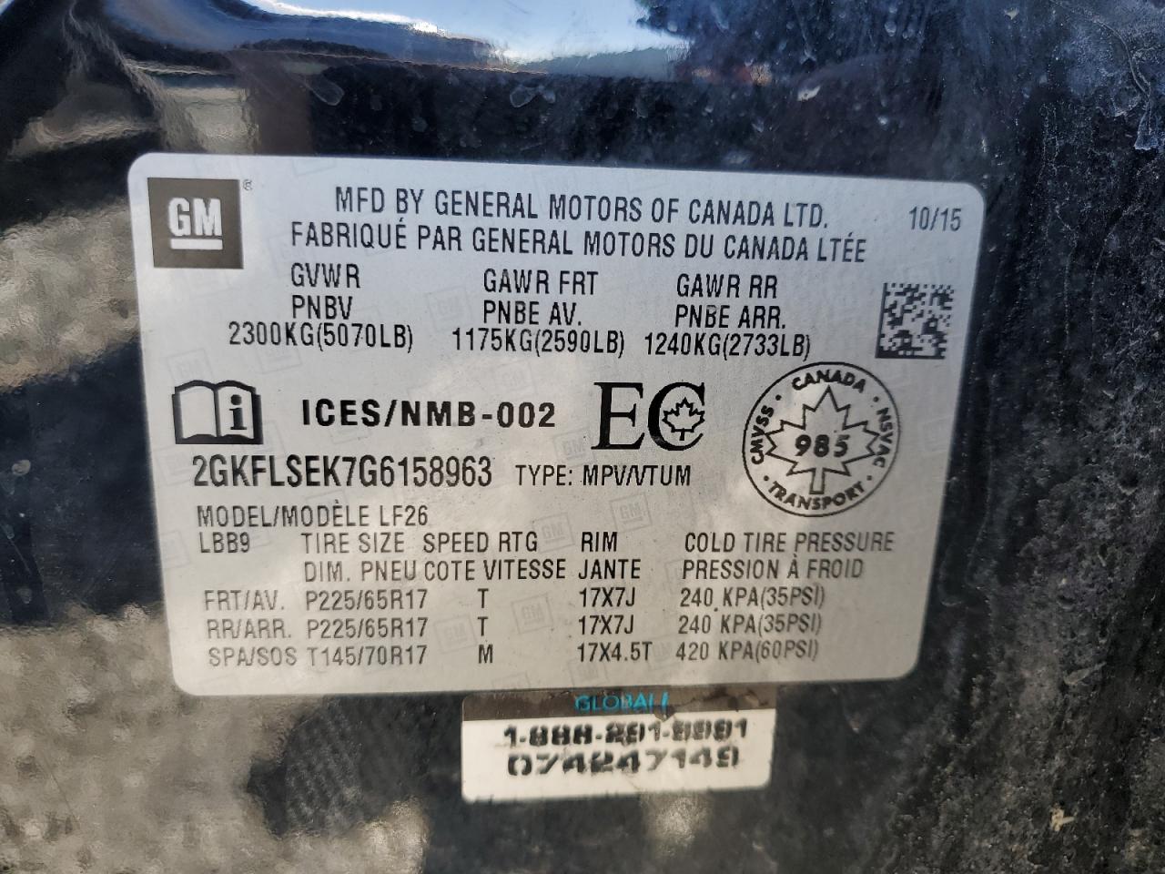 2016 GMC Terrain Sle VIN: 2GKFLSEK7G6158963 Lot: 56408715