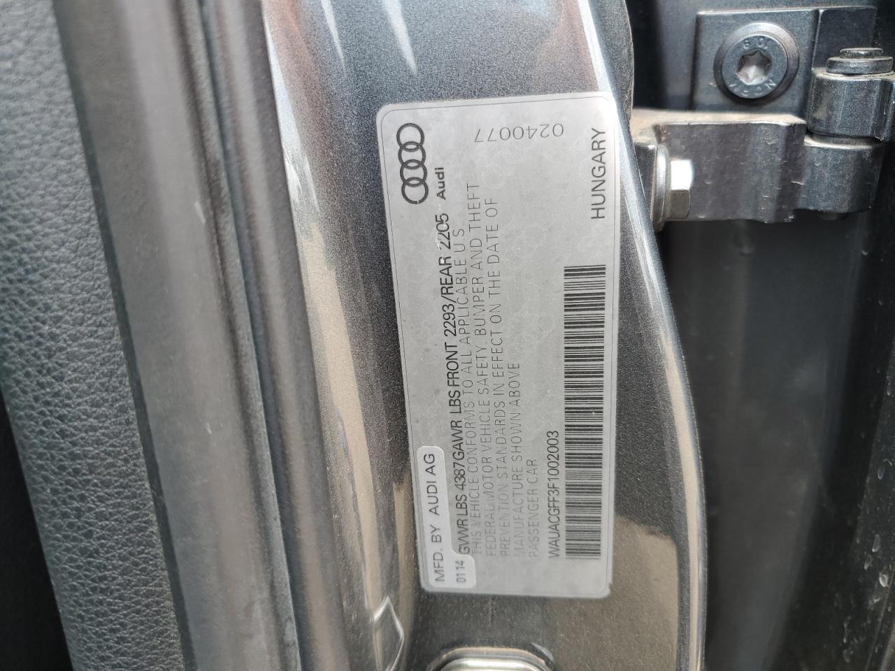 2015 Audi A3 Premium VIN: WAUACGFF3F1002003 Lot: 57387135