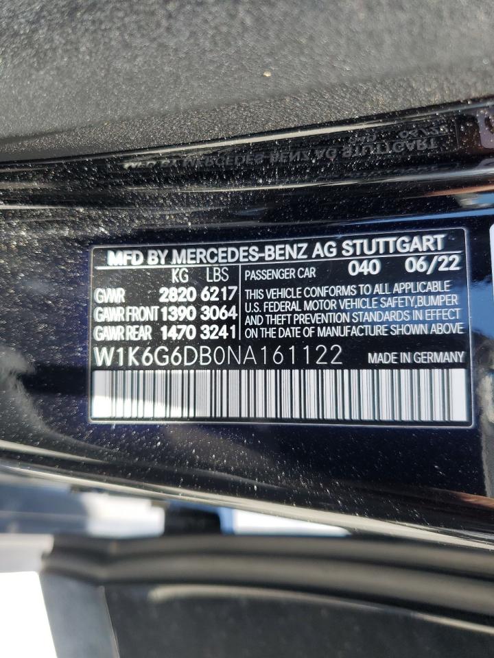2022 Mercedes-Benz S 500 4Matic VIN: W1K6G6DB0NA161122 Lot: 54521455