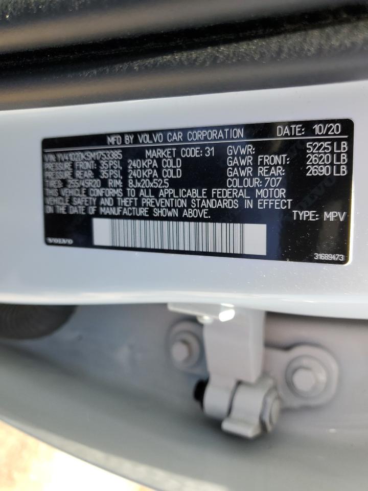 2021 Volvo Xc60 T5 Momentum VIN: YV4102DK5M1753385 Lot: 57084315