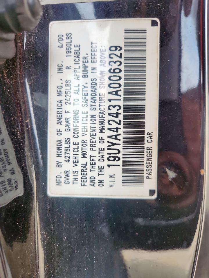 2001 Acura 3.2Cl VIN: 19UYA42431A006329 Lot: 57477735