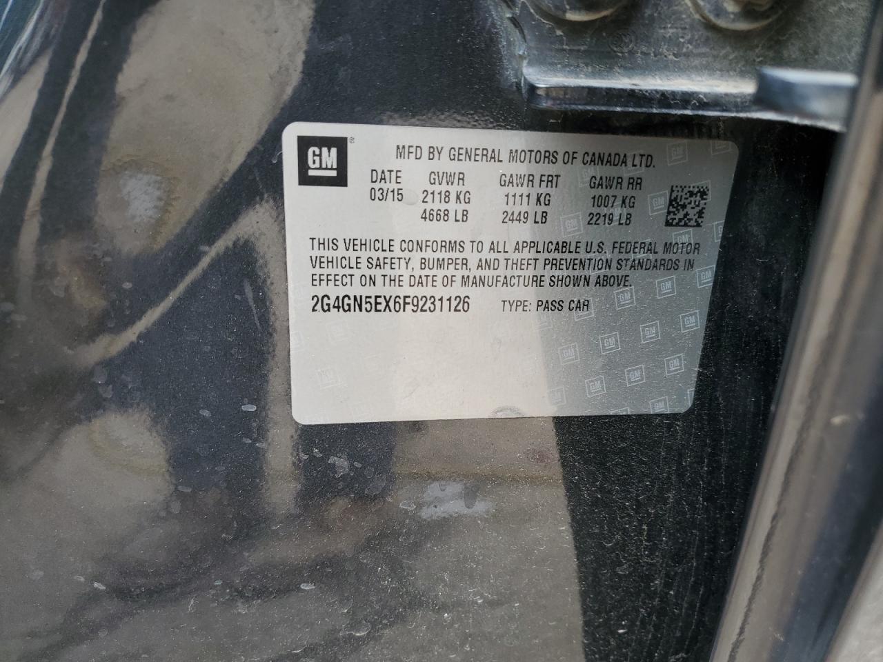 2015 Buick Regal Premium VIN: 2G4GN5EX6F9231126 Lot: 58253995