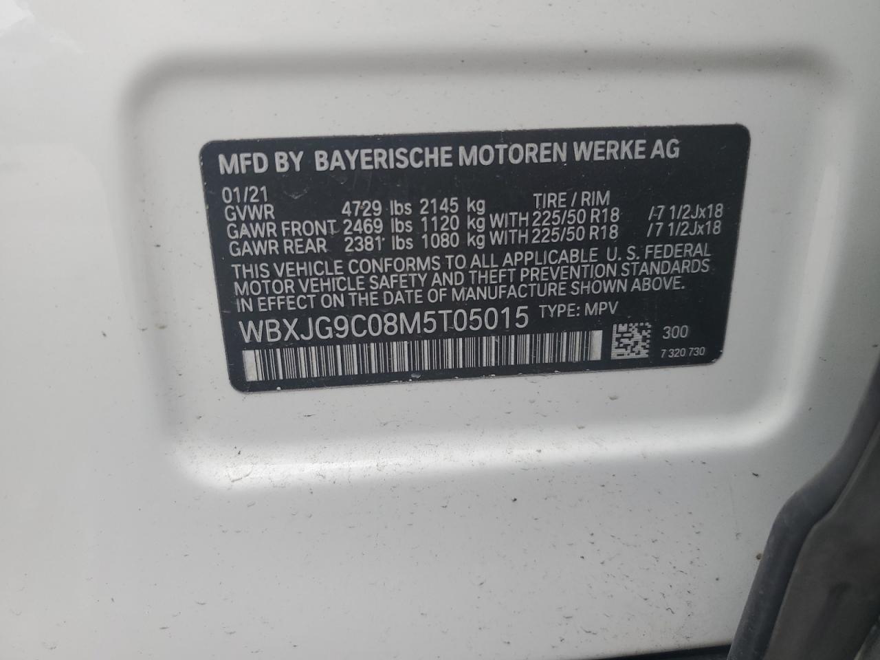 2021 BMW X1 xDrive28I VIN: WBXJG9C08M5T05015 Lot: 58189245