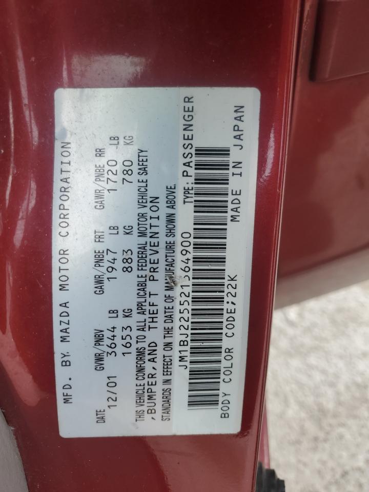 2002 Mazda Protege Dx VIN: JM1BJ225521564900 Lot: 56835065