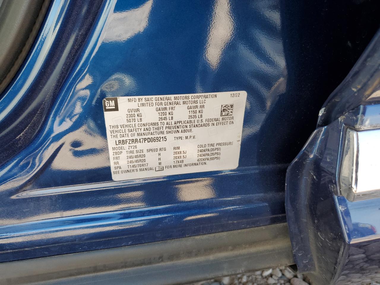2023 Buick Envision Avenir VIN: LRBFZRR47PD069215 Lot: 56714245