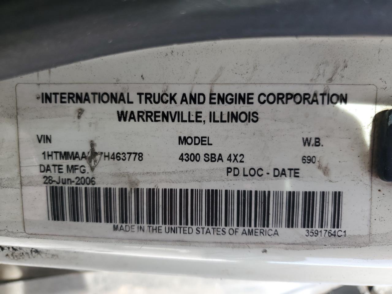 2007 International 4000 4300 VIN: 1HTMMAAL67H463778 Lot: 56912255