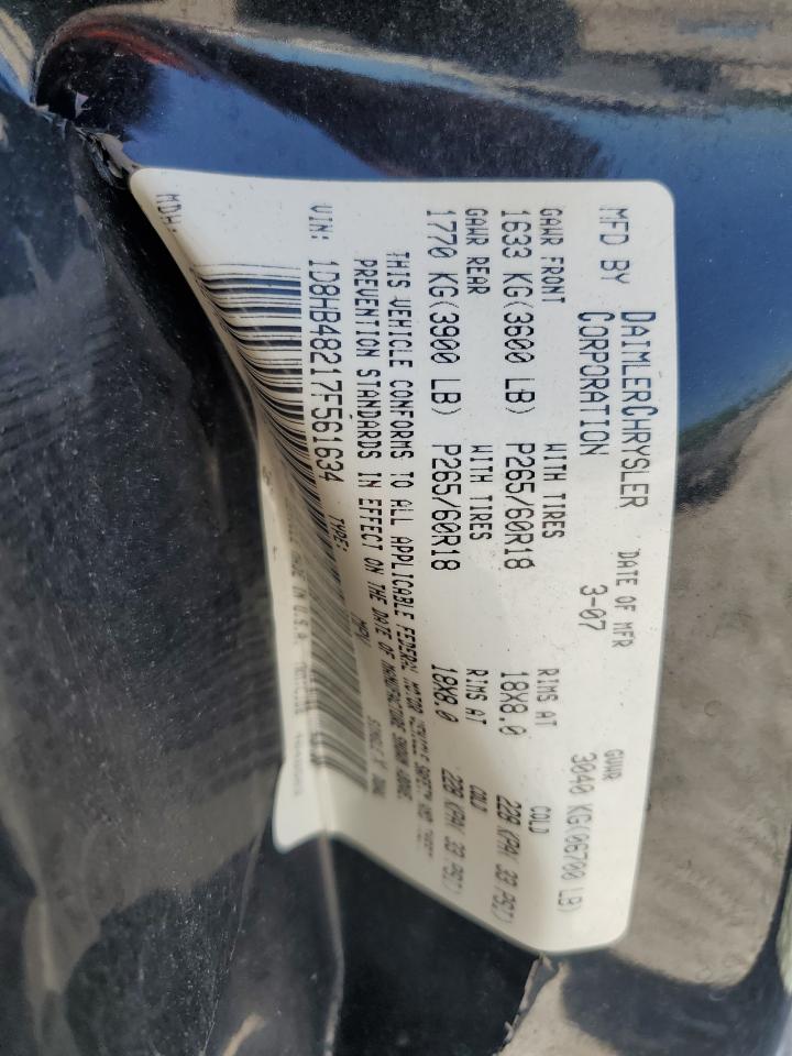 2007 Dodge Durango Slt VIN: 1D8HB48217F561634 Lot: 55841605