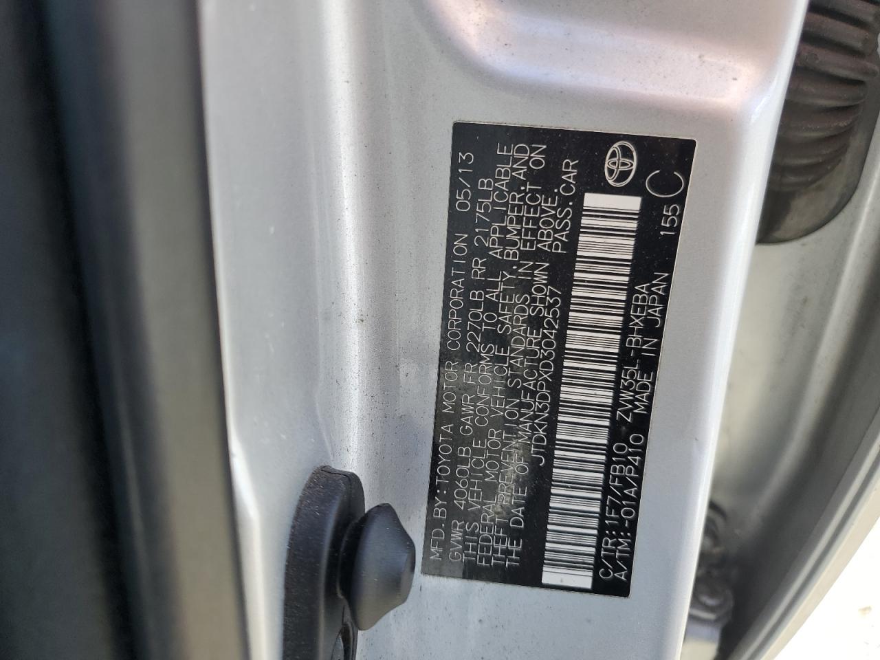 2013 Toyota Prius Plug-In VIN: JTDKN3DPXD3042537 Lot: 56760525