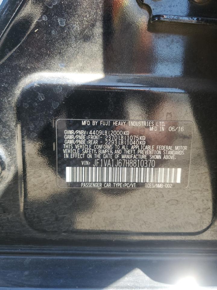 2017 Subaru Wrx Limited VIN: JF1VA1J67H8810370 Lot: 56482065