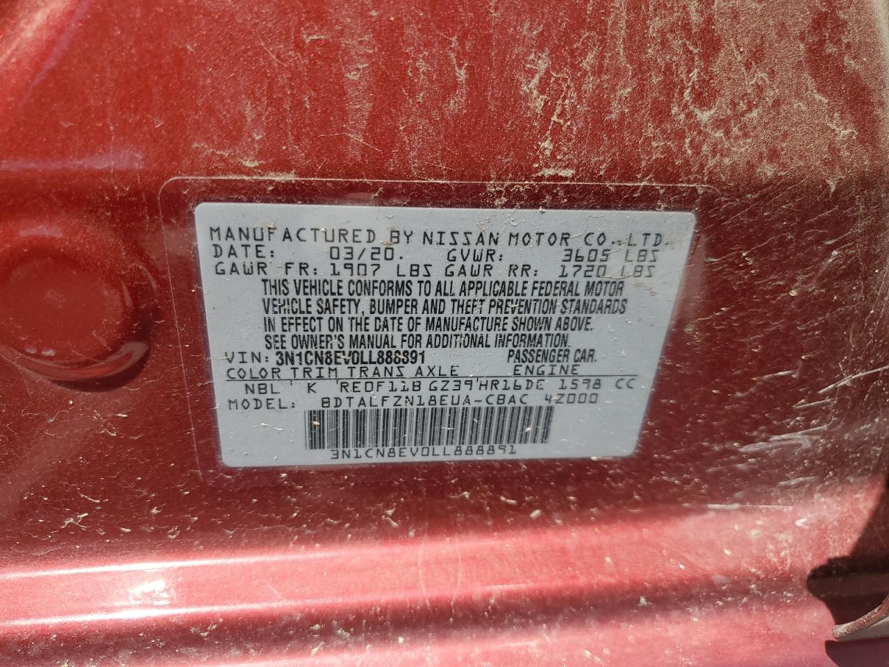 2020 Nissan Versa Sv VIN: 3N1CN8EV0LL888891 Lot: 56909685