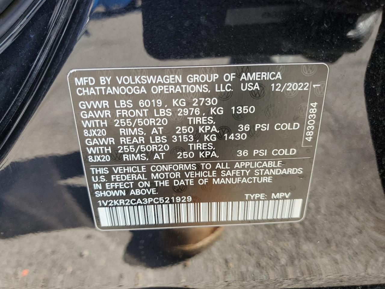 2023 Volkswagen Atlas Se VIN: 1V2KR2CA3PC521929 Lot: 56293275
