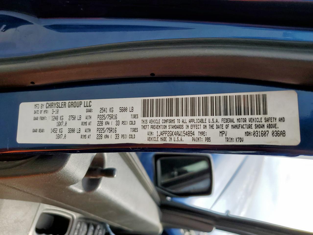 2010 Jeep Liberty Sport VIN: 1J4PP2GK4AW154894 Lot: 57144615