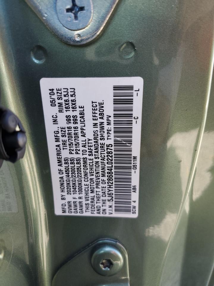 2004 Honda Element Ex VIN: 5J6YH28684L022875 Lot: 56908245