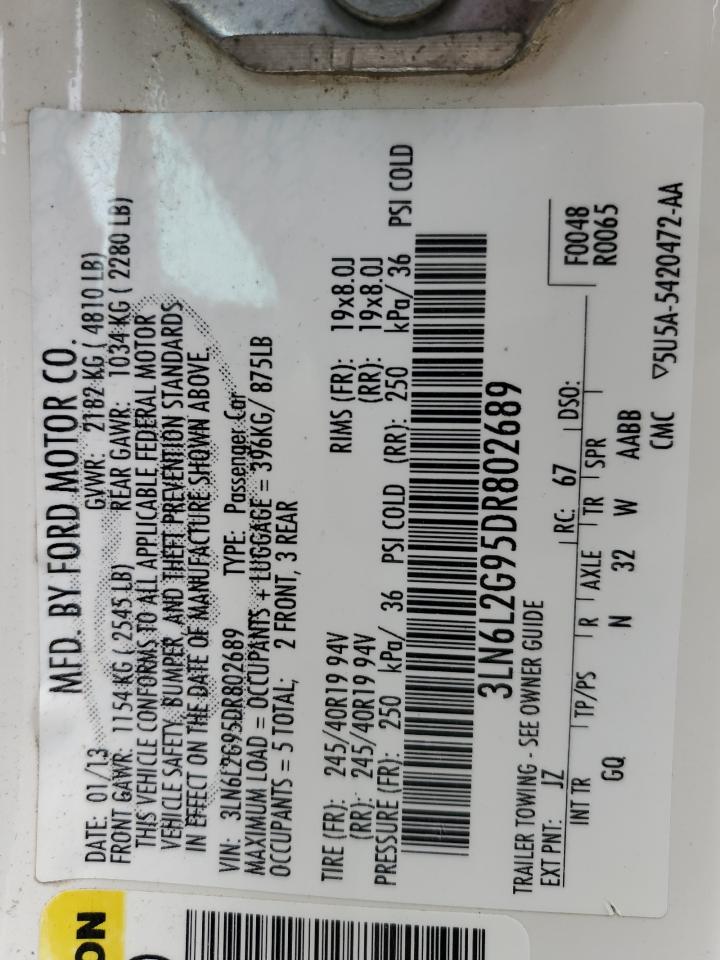 2013 Lincoln Mkz VIN: 3LN6L2G95DR802689 Lot: 57087015