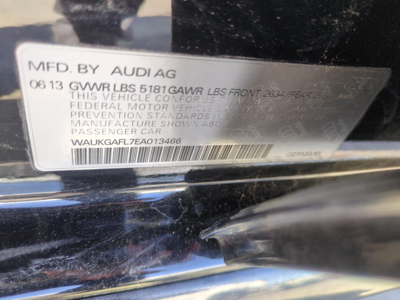 2014 Audi S4 Prestige VIN: WAUKGAFL7EA013466 Lot: 55729755