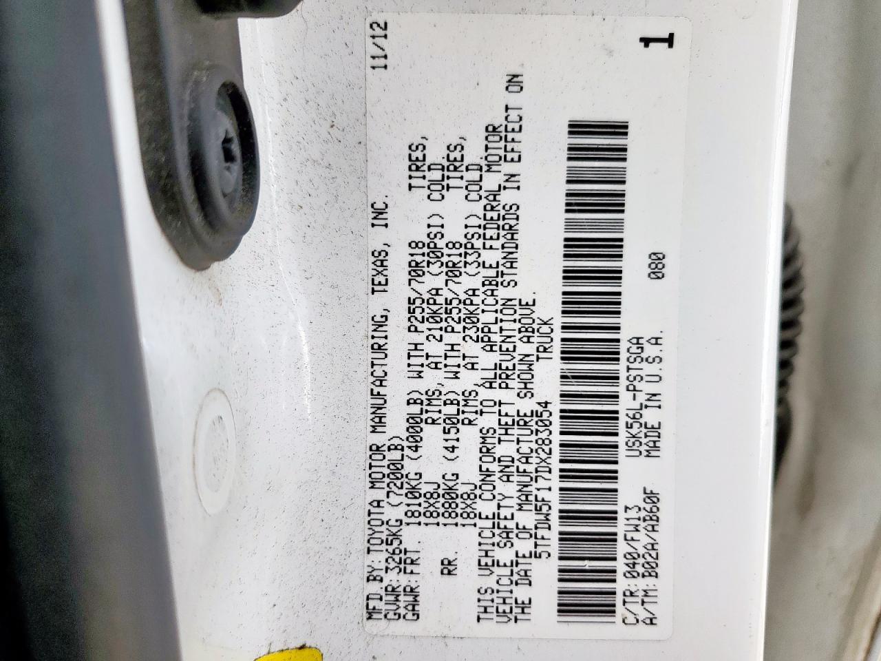 2013 Toyota Tundra Crewmax Sr5 VIN: 5TFDW5F17DX283054 Lot: 56866625