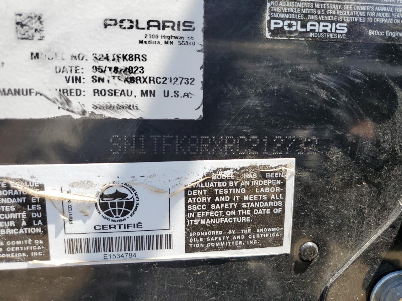 2024 Polaris 850 VIN: SN1TFK8RXRC212732 Lot: 58760825