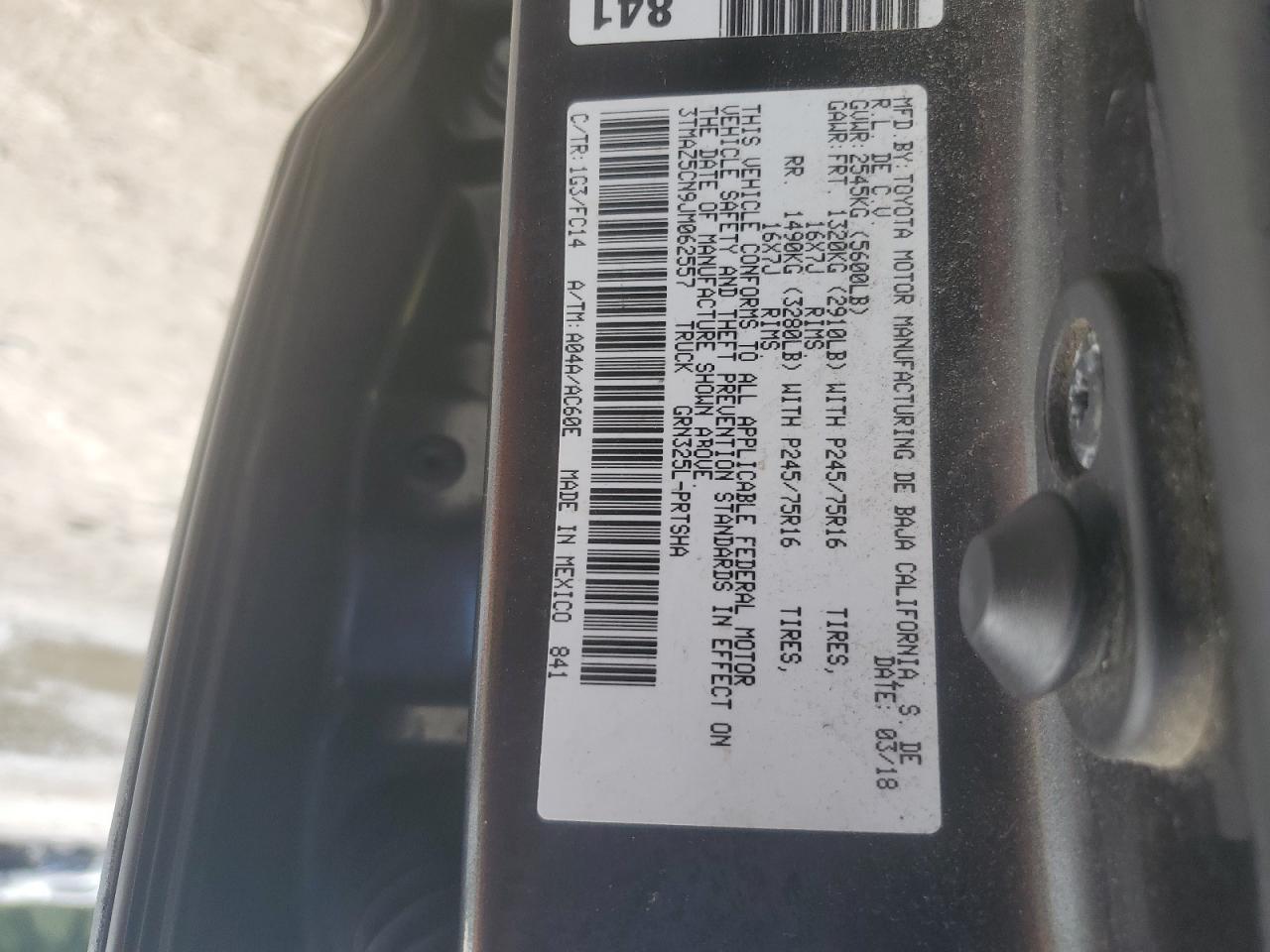2018 Toyota Tacoma Double Cab VIN: 3TMAZ5CN9JM062557 Lot: 56839385