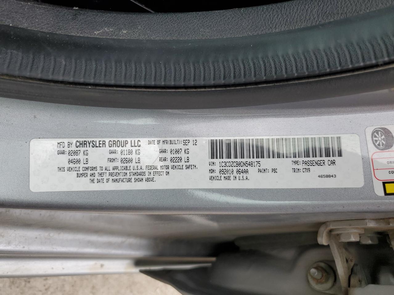 2013 Dodge Avenger Sxt VIN: 1C3CDZCB0DN548175 Lot: 56795655