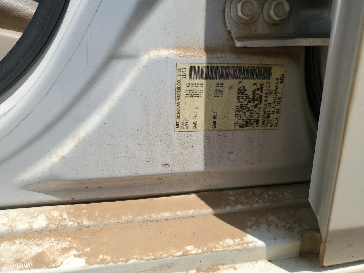 2014 Nissan Maxima S VIN: 1N4AA5AP7EC444112 Lot: 57445985