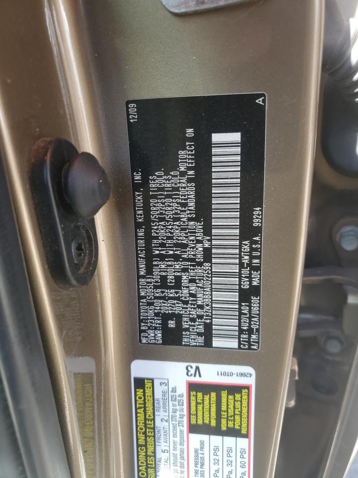 2010 Toyota Venza VIN: 4T3ZK3BB8AU022598 Lot: 57843565
