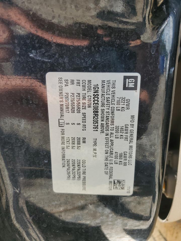 2011 Chevrolet Tahoe C1500 Ltz VIN: 1GNSCCE08BR205761 Lot: 58562415