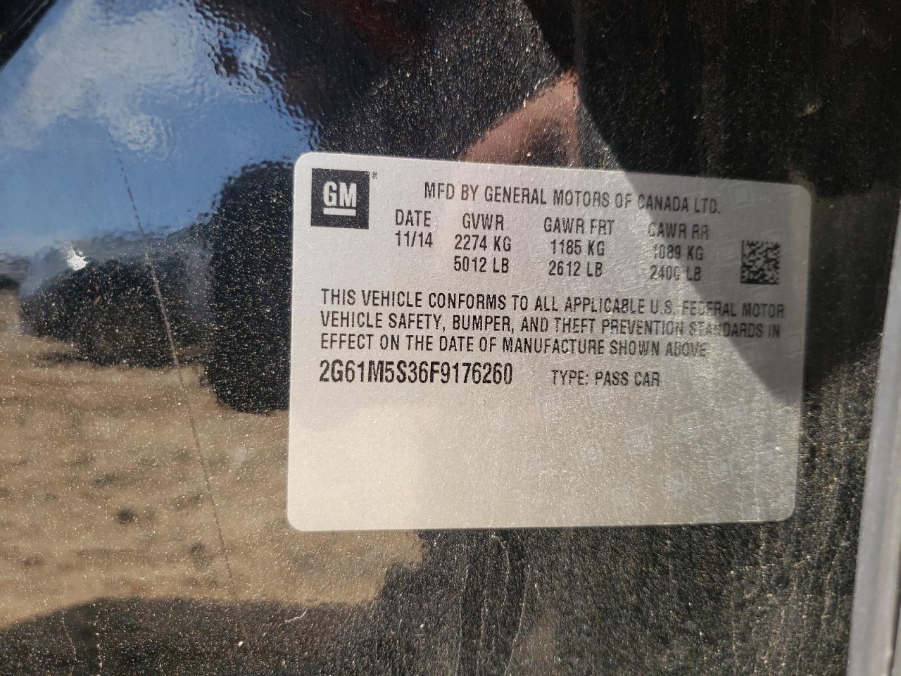 2015 Cadillac Xts Luxury Collection VIN: 2G61M5S36F9176260 Lot: 57699555