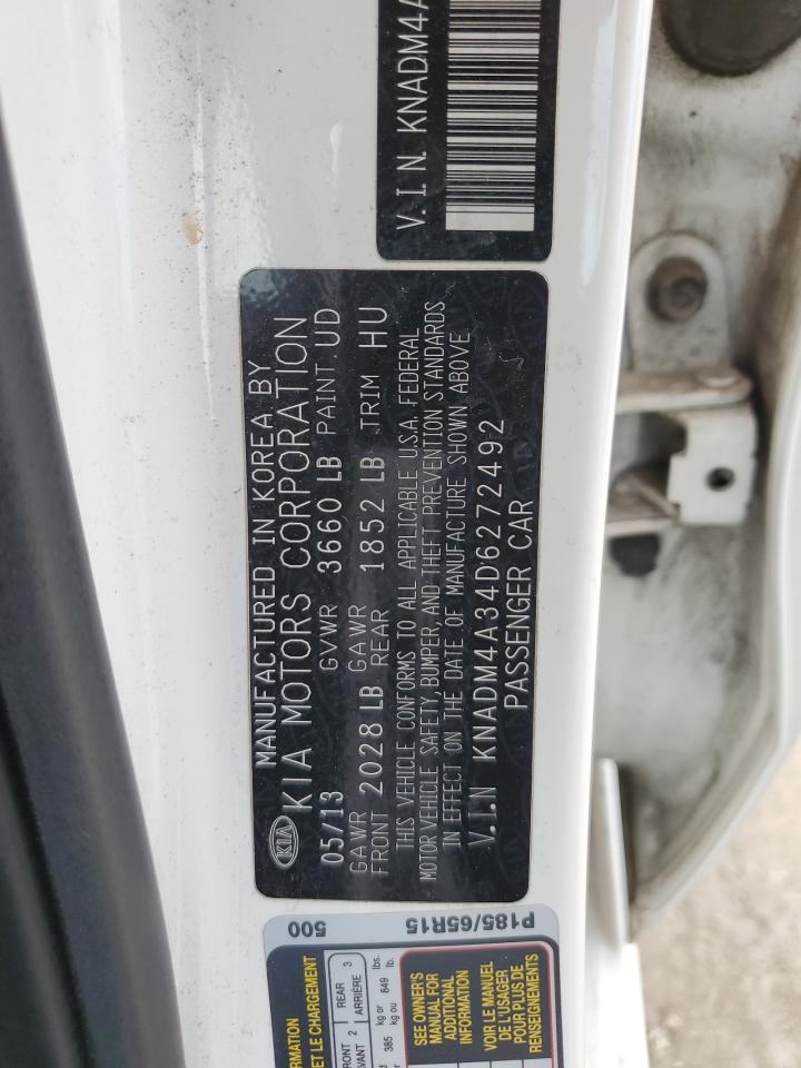 2013 Kia Rio Lx VIN: KNADM4A34D6272492 Lot: 57024445