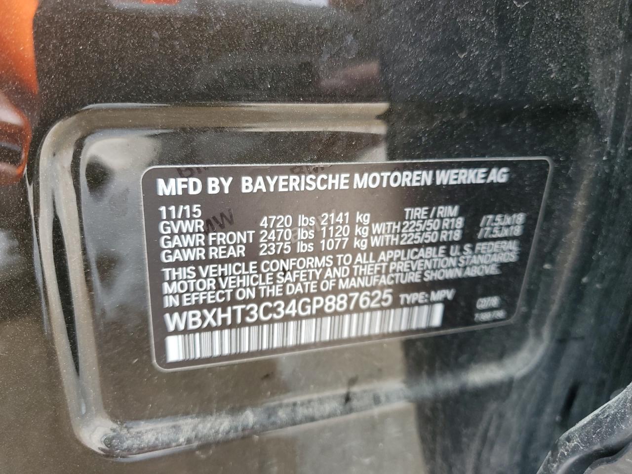 2016 BMW X1 xDrive28I VIN: WBXHT3C34GP887625 Lot: 58239155