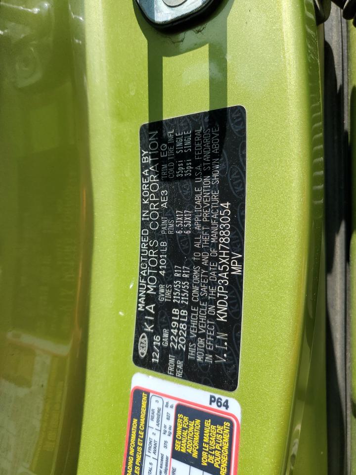 2017 Kia Soul + VIN: KNDJP3A5XH7883054 Lot: 57101465