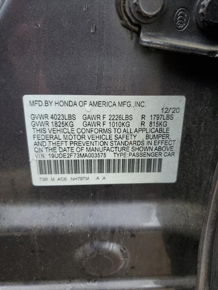 2021 Acura Ilx Premium VIN: 19UDE2F73MA003575 Lot: 58561105