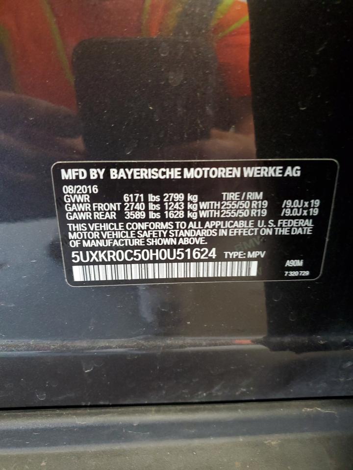 2017 BMW X5 xDrive35I VIN: 5UXKR0C50H0U51624 Lot: 56296675