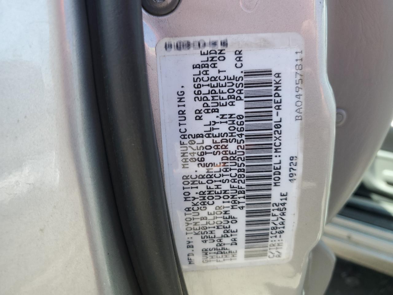 2002 Toyota Avalon Xl VIN: 4T1BF28B52U254660 Lot: 56410775