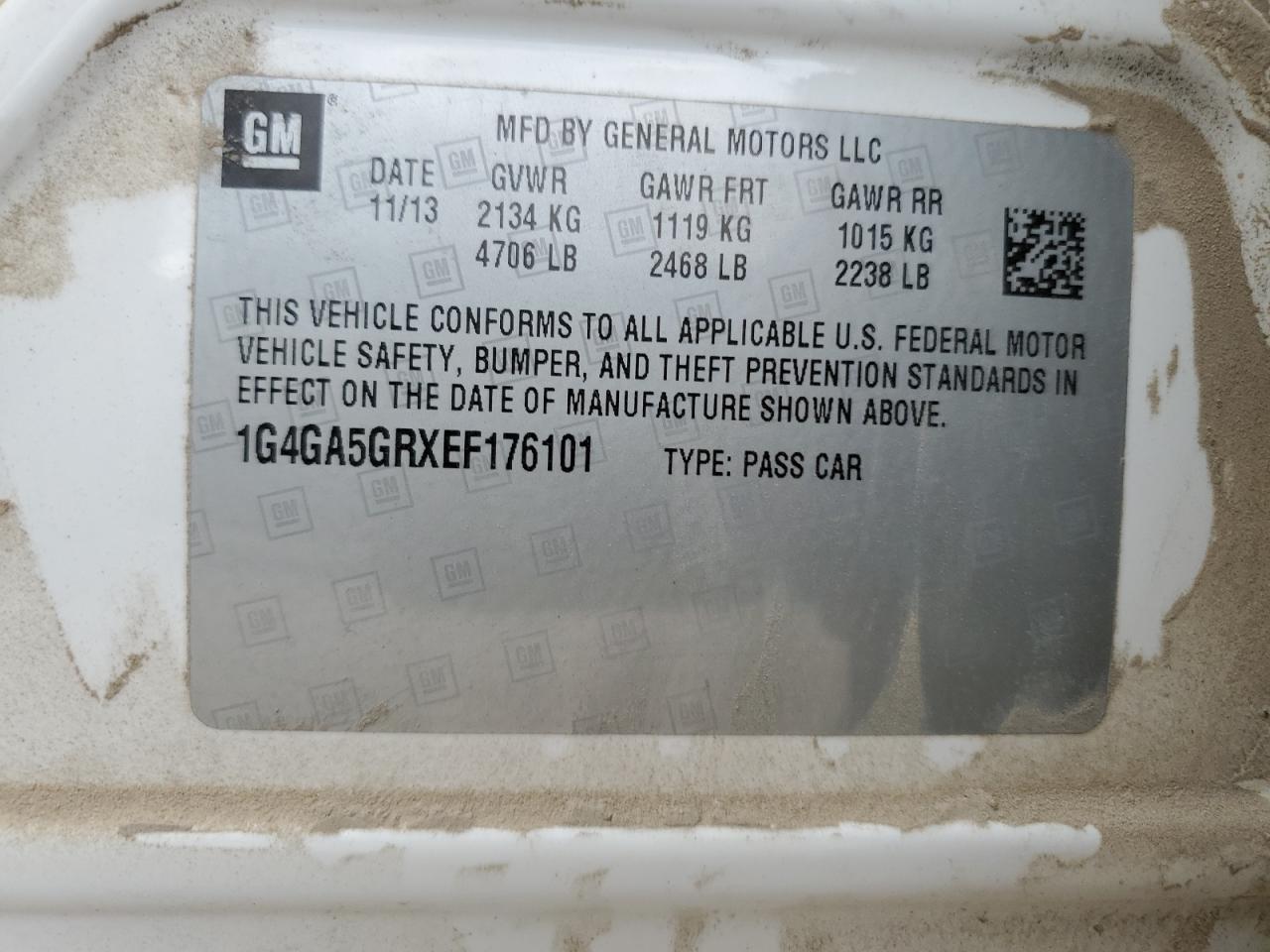 2014 Buick Lacrosse VIN: 1G4GA5GRXEF176101 Lot: 56921125