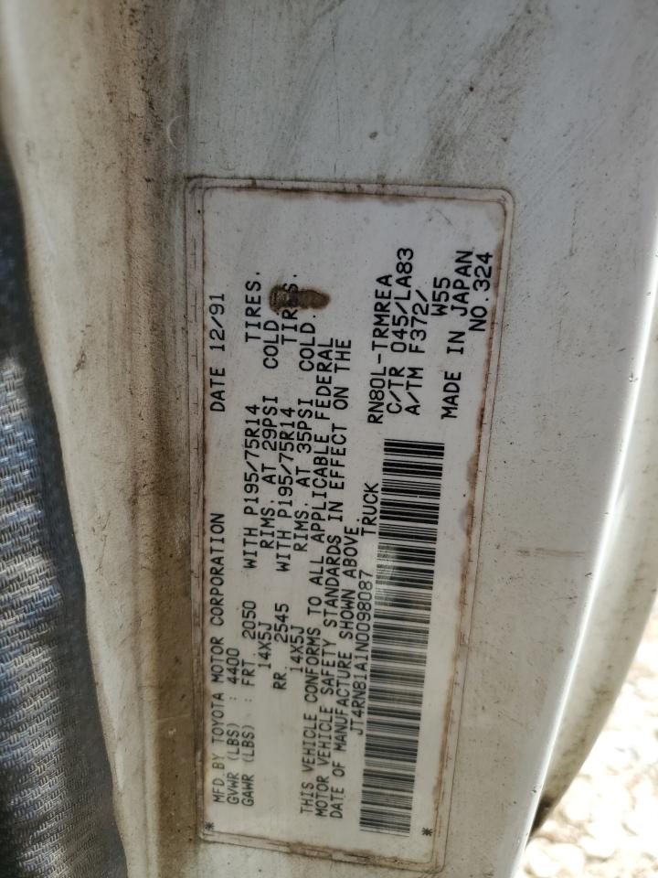 1992 Toyota Pickup 1/2 Ton Short Wheelbase VIN: JT4RN81A1N0098087 Lot: 58780385