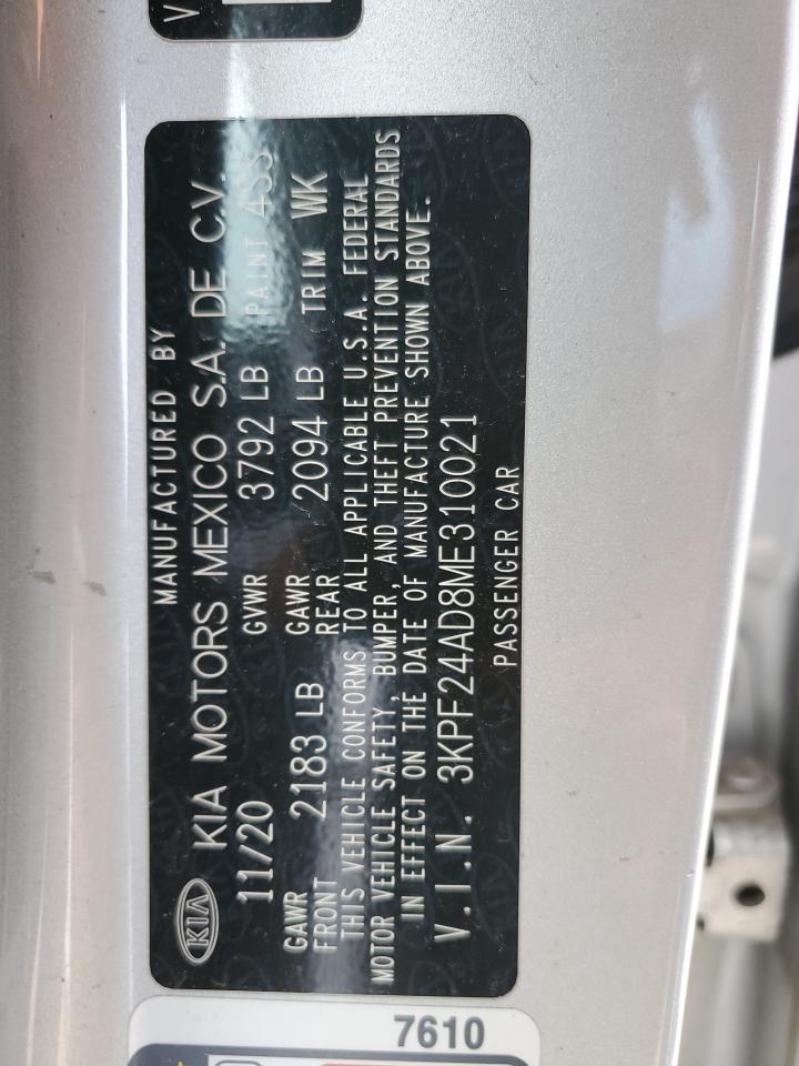 2021 Kia Forte Fe VIN: 3KPF24AD8ME310021 Lot: 56691165