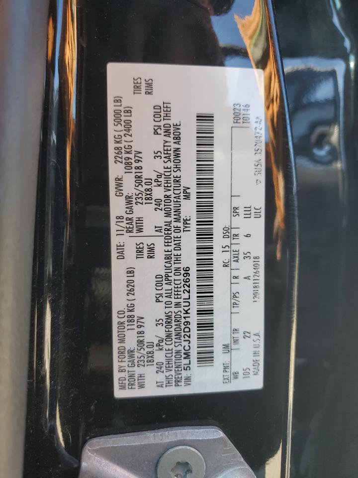 2019 Lincoln Mkc Select VIN: 5LMCJ2D91KUL22696 Lot: 56699465