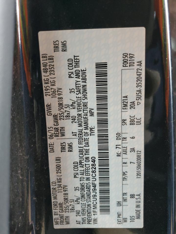 2015 Ford Escape Titanium VIN: 1FMCU9J94FUC82840 Lot: 56625435