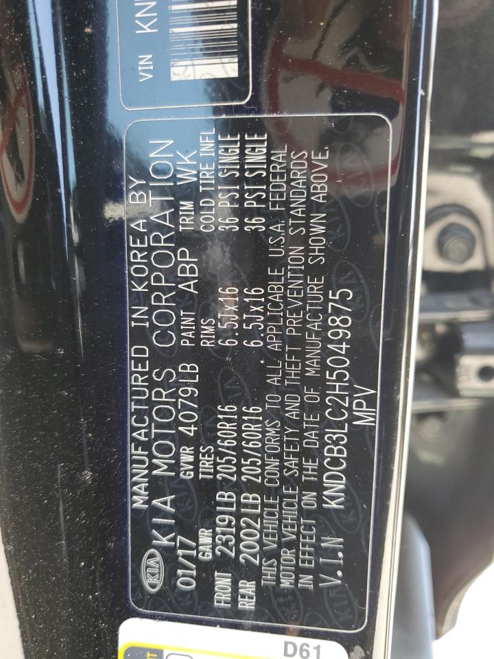 2017 Kia Niro Fe VIN: KNDCB3LC2H5049875 Lot: 57949135