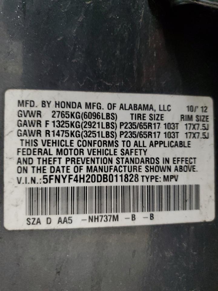 2013 Honda Pilot Lx VIN: 5FNYF4H20DB011828 Lot: 56743125