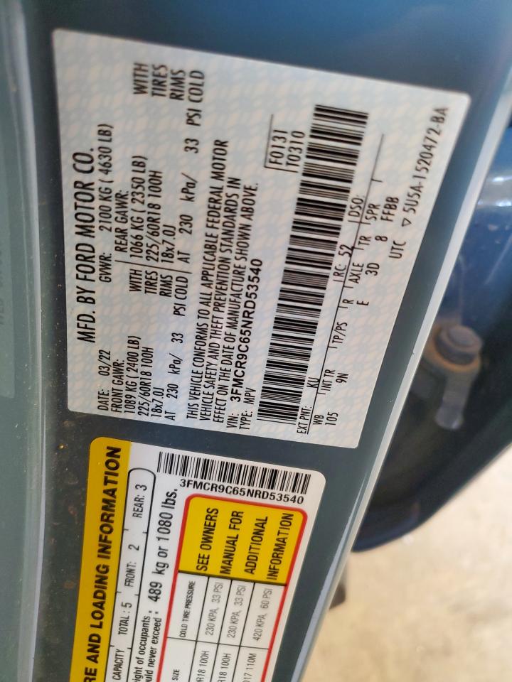 2022 Ford Bronco Sport Outer Banks VIN: 3FMCR9C65NRD53540 Lot: 58556285