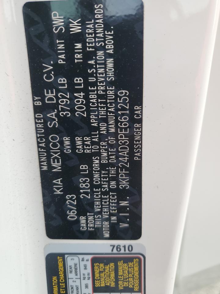 2023 Kia Forte Lx VIN: 3KPF24AD3PE661259 Lot: 56228165