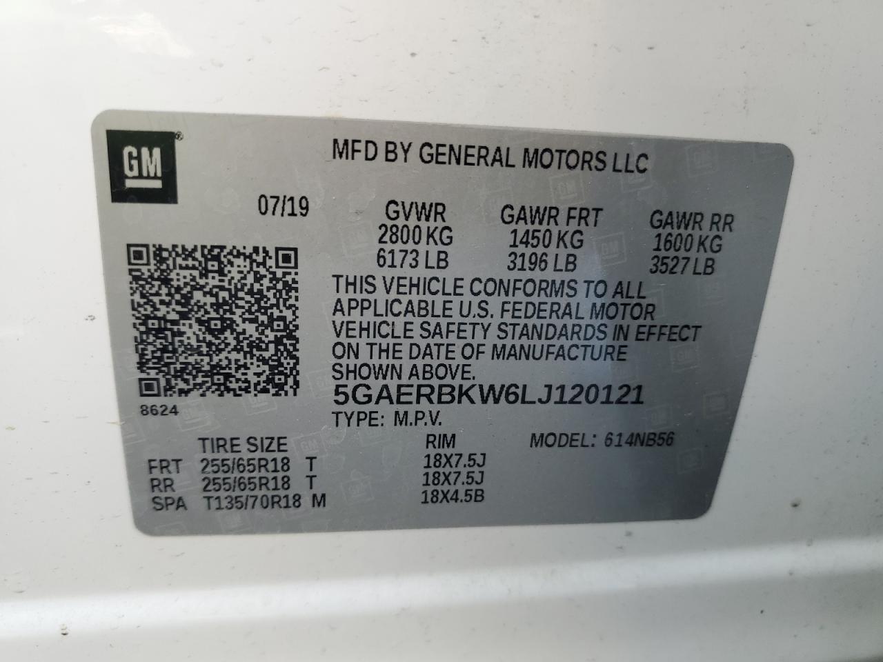 2020 Buick Enclave Essence VIN: 5GAERBKW6LJ120121 Lot: 58746535
