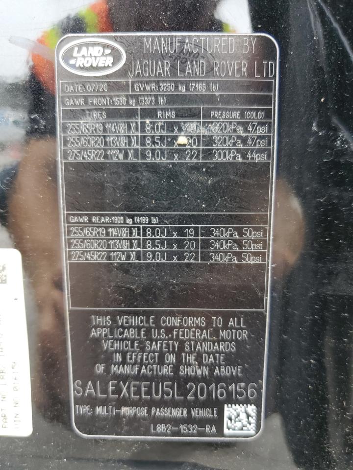 2020 Land Rover Defender 110 X VIN: SALEXEEU5L2016156 Lot: 57513785